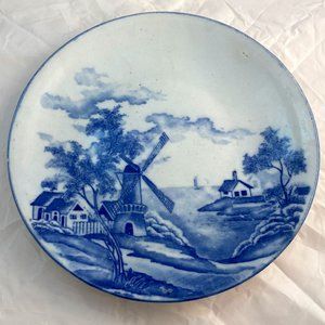 Antique Windmill landscape Inban Blue & White Plate